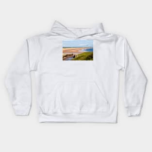 Northumbrian beach scene Kids Hoodie